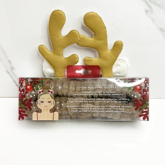 NEW Spa Bunny Extra Plush Spa Reindeer Bow Headband - Glitter - Picture 2 of 5